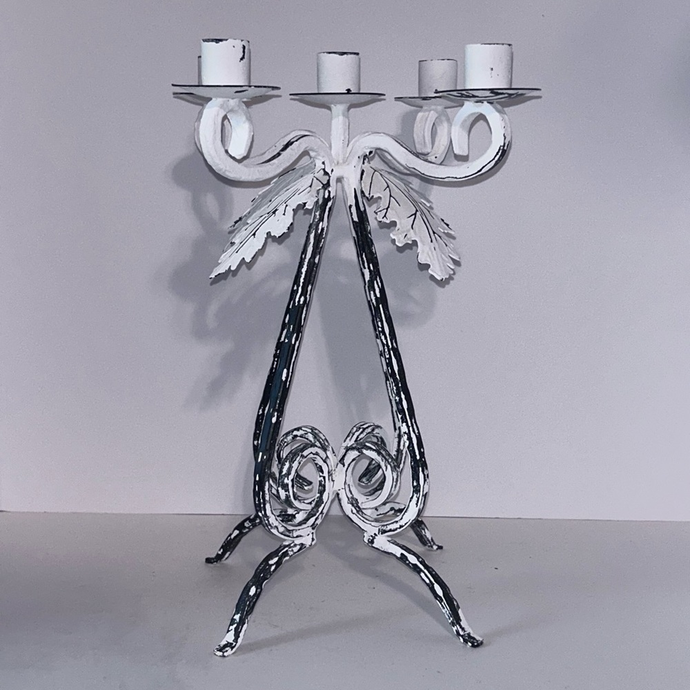 Distressed Leaf Candle Holder